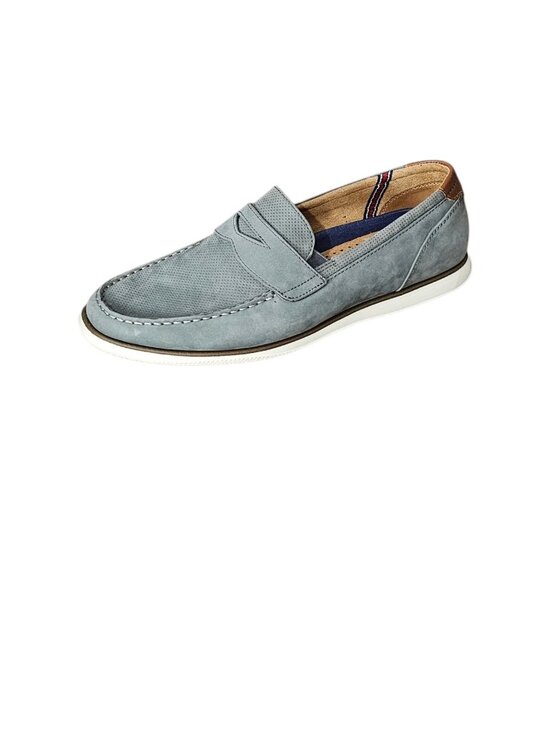 Florsheim Mens Atlantic Moc Toe Nubuck Leather Penny Loafer Slip On Shoe Gray 10 main image 5